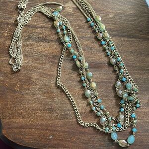 Premier designs gold and blue necklace.